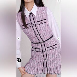 Maje Pink and Black Tweed 2 in 1 Dress